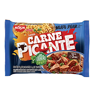 Macarrão Instantâneo Nissin Sabor Carne Picante com Coentro - Embalagem com 70G