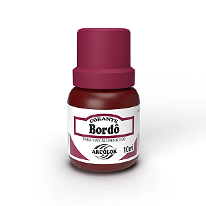Corante Líquido Alimentício Bordô - Embalagem com 10ML