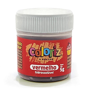 Corante Coloriz em Pó Hidrossolúvel Vermelho - Embalagem com 5G