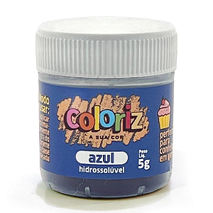 Corante Coloriz em Pó Hidrossolúvel Azul - Embalagem com 5G