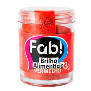 Brilho Alimentício Fab! Vermelho - Embalagem com 3G