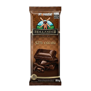 Chocolate Florestal Hollander 52% Cacau - Embalagem com 80G