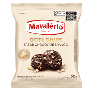 Gota Chips Forneável Mavalério Sabor Chocolate Branco - Embalagem com 500G