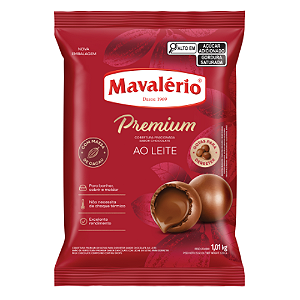 Cobertura Fracionada Gota Premium Mavalério Sabor Chocolate Ao Leite - Embalagem com 1,01KG