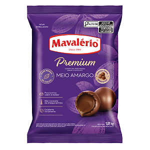 Cobertura Fracionada Gota Premium Mavalério Sabor Chocolate Meio Amargo - Embalagem com 1,01KG