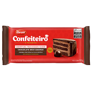 Cobertura Barra Confeiteiro Harald Sabor Chocolate Meio Amargo - Embalagem com 500G