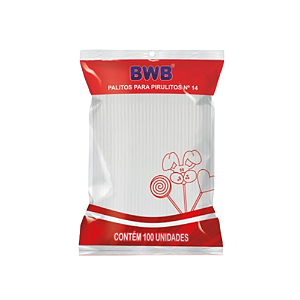 Palitos Para Pirulitos BWB Branco N°14 - Embalagem com 100 UN