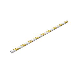 Canudo de Papel Silver Branco e Dourado - Embalagem com 12 UN