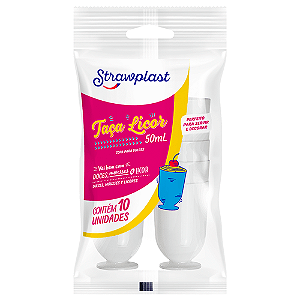 Taça Licor Strawplast 50ML Branco - Embalagem com 10 UN
