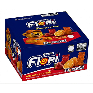 Goma Florestal Flopi Sabor Morango e Laranja - Embalagem com 180G