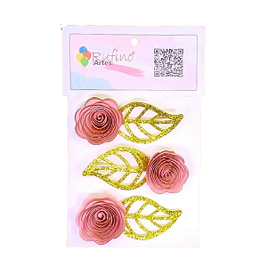 Flor de Papel Rococó Rosé - Embalagem com 3UN