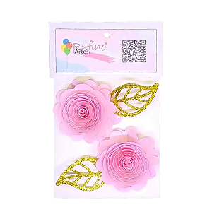 Flor de Papel Rococó G Rosa - Embalagem com 2UN