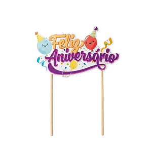 Topo de Bolo Junco Feliz Aniversário - Embalagem com 1 UN