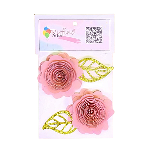 Flor de Papel Rococó G Rose - Embalagem com 2UN
