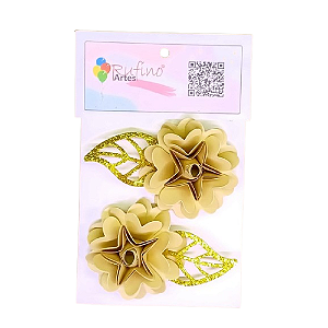 Flor de Papel Coração Marfim - Embalagem com 2UN
