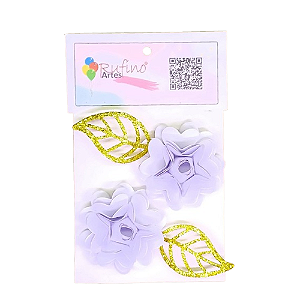 Flor de Papel Coração Branco - Embalagem com 2UN