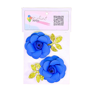 Flor de Papel Azul Royal - Embalagem com 2UN