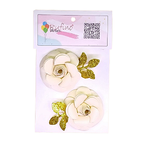 Flor de Papel Marfim - Embalagem com 2UN
