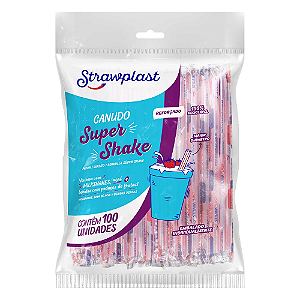 Canudo Super Shake Strawplast - Embalagem com 100 UN