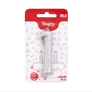 Vela Cintilante Regina Prata N°1 - Embalagem com 1 UN