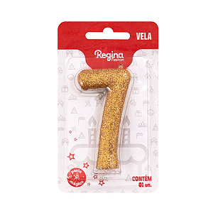 Vela Cintilante Regina Dourada N°7 - Embalagem com 1 UN