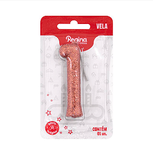Vela Cintilante Regina Ouro Rosé N°1 - Embalagem com 1 UN