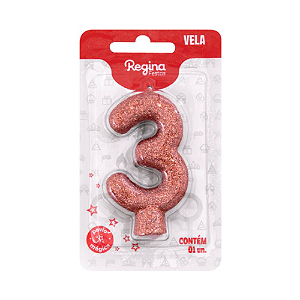 Vela Cintilante Regina Ouro Rosé N°3 - Embalagem com 1 UN