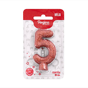 Vela Cintilante Regina Ouro Rosé N°5 - Embalagem com 1 UN