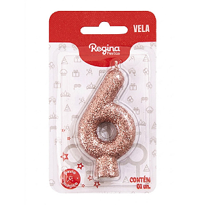 Vela Cintilante Regina Ouro Rosé N°6 - Embalagem com 1 UN