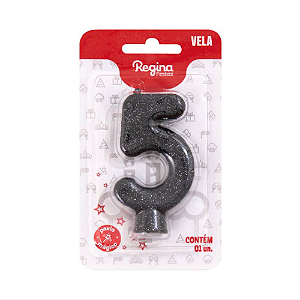 Vela Cintilante Regina Preta N°5 - Embalagem com 1 UN