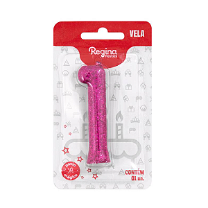 Vela Cintilante Regina Pink N°1 - Embalagem com 1 UN