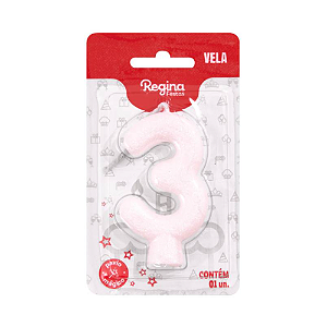 Vela Cintilante Regina Branca N°3 - Embalagem com 1 UN