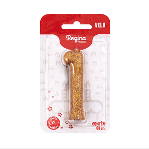 Vela Cintilante Regina Dourada N°1 - Embalagem com 1 UN