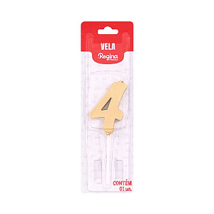 Vela Regina Pick Nº 4 Cor Ouro Metalizado - Embalagem com 1 UN