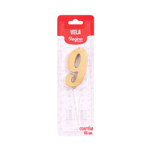 Vela Regina Pick Nº 9 Cor Ouro Metalizado - Embalagem com 1 UN