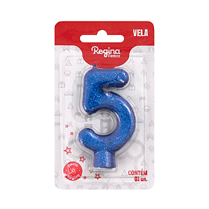 Vela Cintilante Regina Azul N°5 - Embalagem com 1 UN