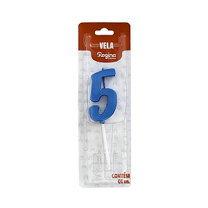 Vela Regina Pick Nº 5 Cor Azul Metalizado - Embalagem com 1 UN