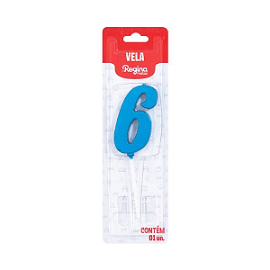 Vela Regina Pick Nº 6 Cor Azul Metalizado - Embalagem com 1 UN