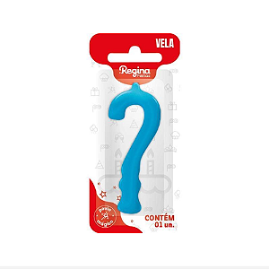 Vela Regina Parabéns Azul Interrogação (?) - Embalagem com 1 UN