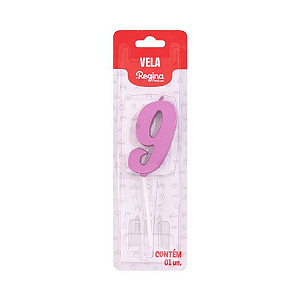 Vela Regina Pick Nº 9 Cor Pink Metalizado - Embalagem com 1 UN