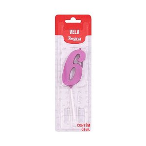 Vela Regina Pick Nº 6 Cor Pink Metalizado - Embalagem com 1 UN