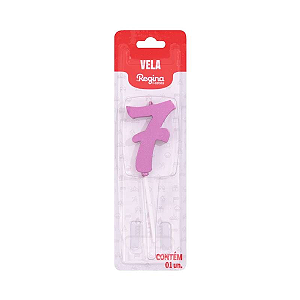 Vela Regina Pick Nº 7 Cor Pink Metalizado - Embalagem com 1 UN