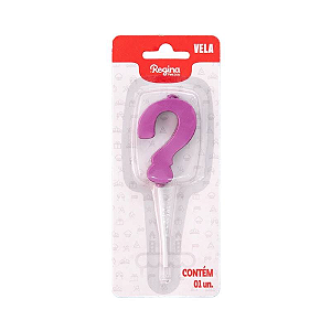 Vela Regina Pick Interrogação (?) Cor Pink Metalizado - Embalagem com 1 UN