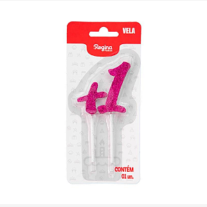 Vela Regina Pick Pink Glitter Mais Um +1 - Embalagem com 1 UN