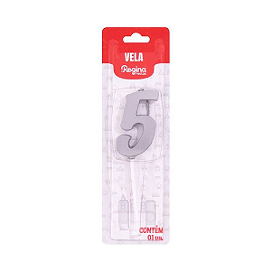 Vela Regina Pick Nº 5 Cor Prata Metalizado - Embalagem com 1 UN