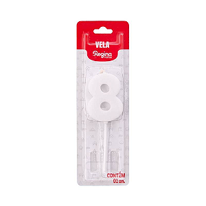Vela Regina Pick Nº 8 Colors Branca - Embalagem com 1 UN