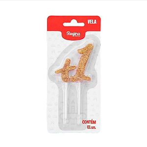 Vela Regina Pick Dourada Glitter Mais Um +1 - Embalagem com 1 UN