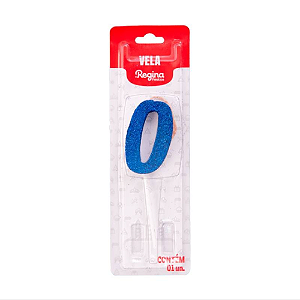 Vela Regina Pick Azul Glitter N°0 - Embalagem com 1 UN
