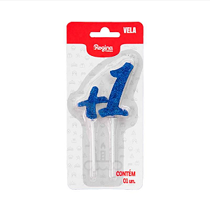 Vela Regina Pick Azul Glitter Mais Um +1 - Embalagem com 1 UN