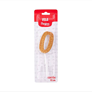 Vela Regina Pick Dourada Glitter N°0 - Embalagem com 1 UN